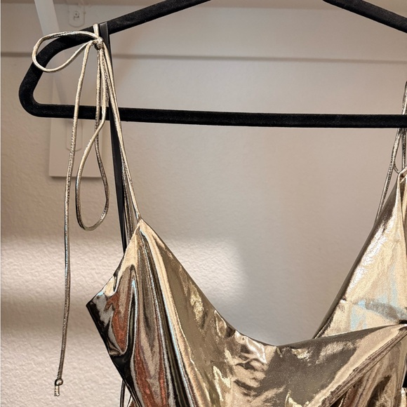 JLUXLABEL Heart Of Gold Metallic Gold Cowl-Neck Maxi Dress NWT - Picture 7 of 11